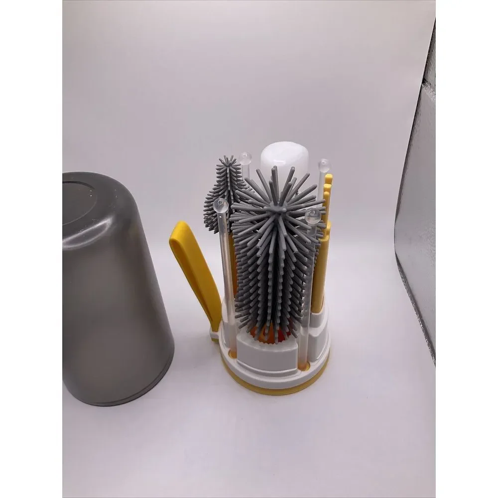 Travel Baby Bottle Cleaning Drying set silicon brushes‎ organizer case Open Box